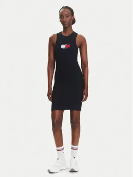 Tommy Jeans Úpletové šaty Černá bílé