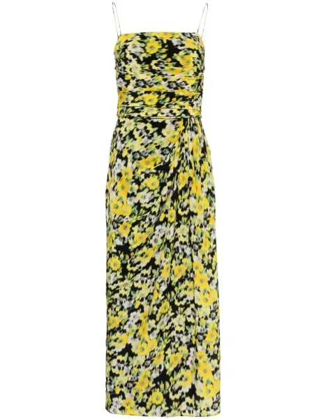 Rochie midi Adam Lippes cu model floral cu imagine galben