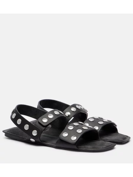 Kožené sandály Khaite se cvočky černé
