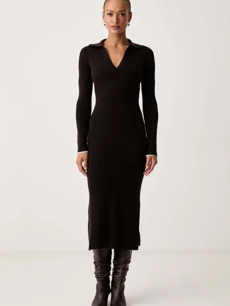 Armani Exchange rochie cu vâscoză maro