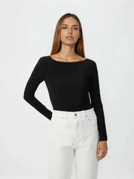 Reserved Боді з глибоким вирізом чорний