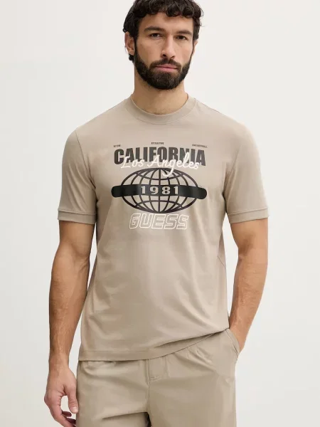 Guess t-shirt Ανδρικό IGINIO μπεζ