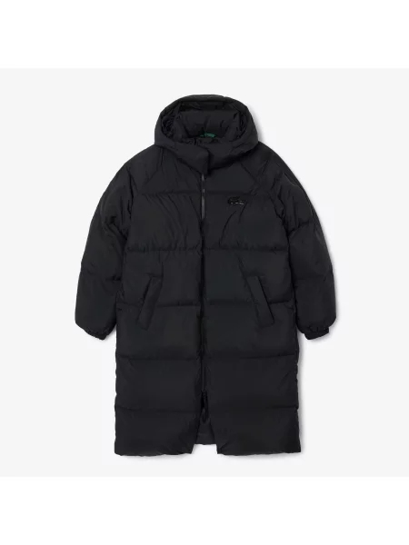 Lacoste Długa Oversize'Owa Kurtka Puchowa Z Logo czarna