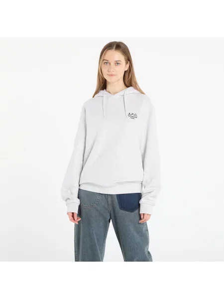 Bluza z kapturem A.p.c. z kapturem z logo szara