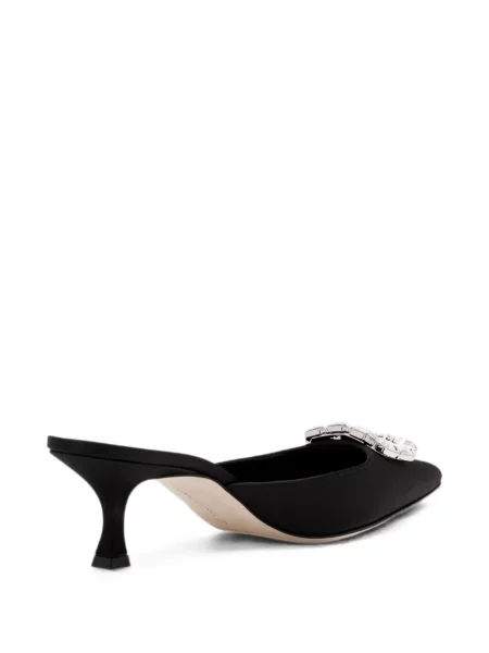 Papuci tip mules Manolo Blahnik cu cataramă negru
