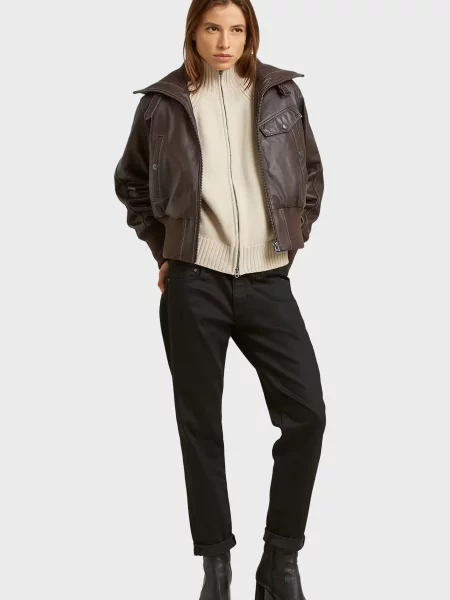 Шкіряна куртка G-star Raw коричнева