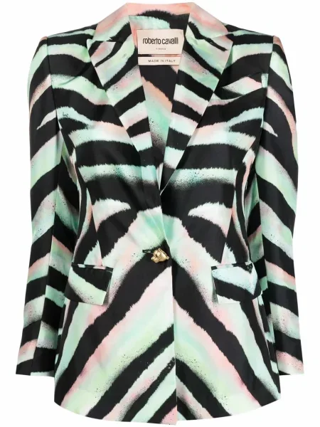 Sacou Roberto Cavalli de mătase cu imagine cu model zebră negru