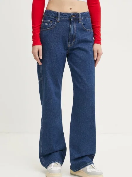 Дънки Tommy Jeans със стандартна талия тъмносиньо