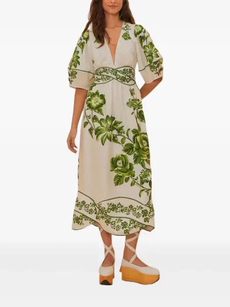 Rochie midi Farm Rio cu model floral cu imagine până la genunchi