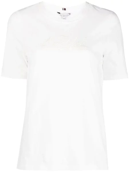 Tricou Tommy Hilfiger cu broderie alb