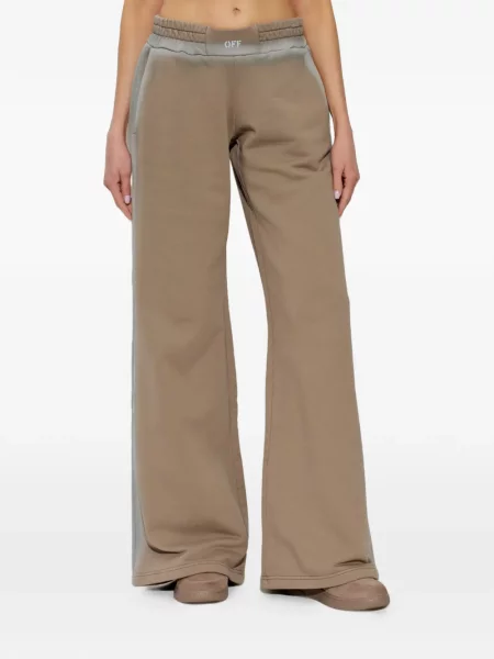 Pantaloni Off-white cu imagine alergare alb