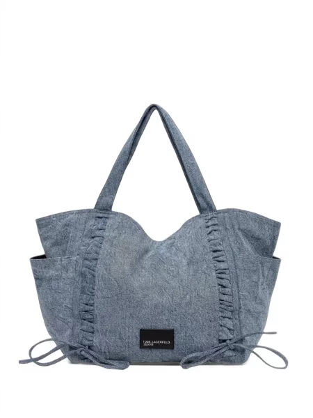 Geantă shopper Karl Lagerfeld Jeans cu volane albastru