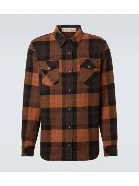 Kašmírová kostkovaná košile God's True Cashmere hnědá