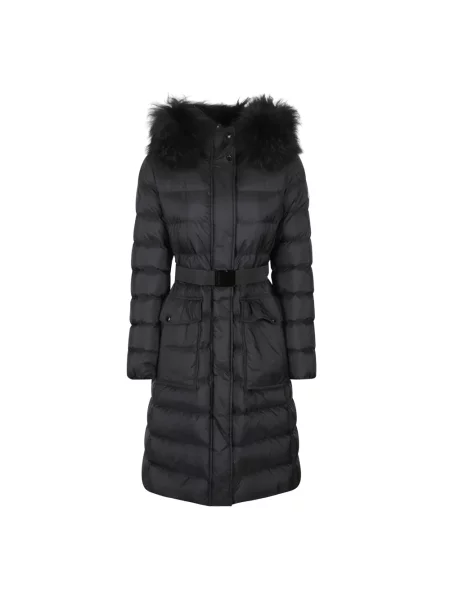 Długi płaszcz Moncler z kapturem czarny