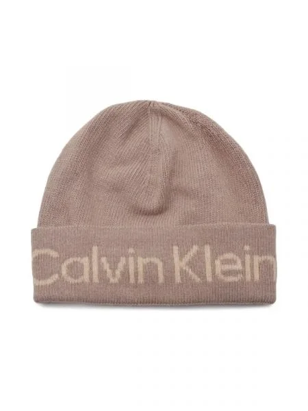Calvin Klein Sapka gyapjú és kasmír hozzáadásával bézs