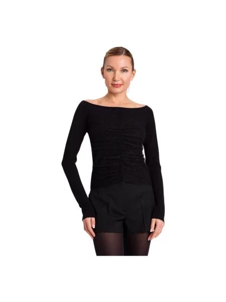 Sweter Twinset z falbankami czarny