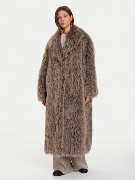 Palton de blană Eleh maro