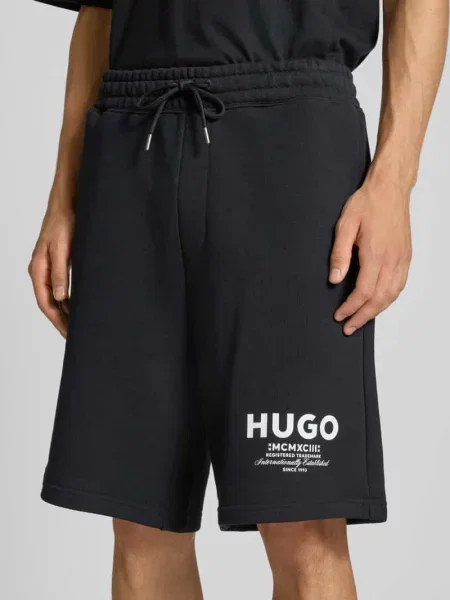 Szorty o luźnym kroju z czystej bawełny model ‘NOMARIO’ Hugo Blue czarne