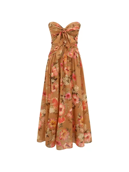 Rochie midi Zimmermann cu model floral cu imagine maro