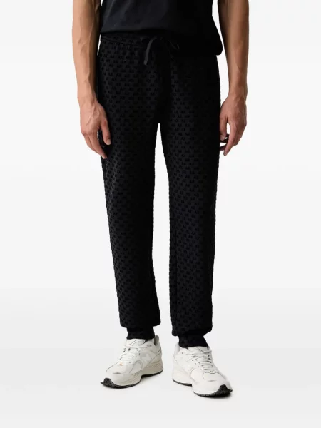 Pantaloni Armani Exchange alergare cu autograf negru