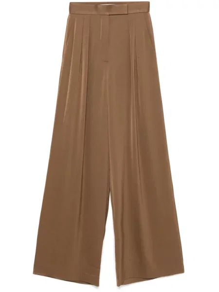 Pantaloni Alex Perry din satin plisate maro
