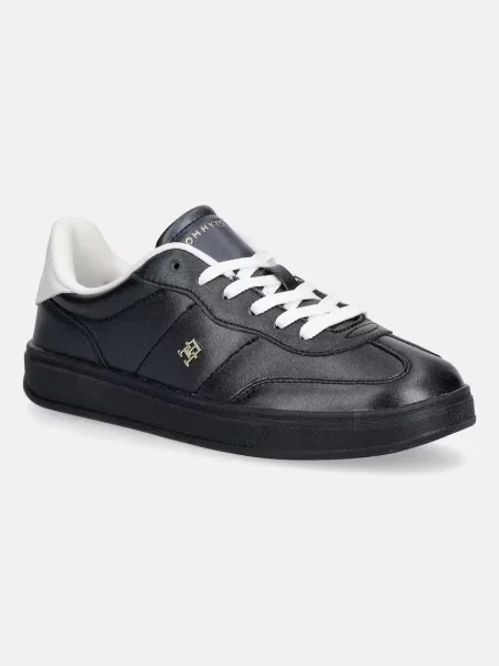 Tommy Hilfiger TH HERITAGE SHINY SNEAKER Γυναικεία δερμάτινα sneakers μαύρο