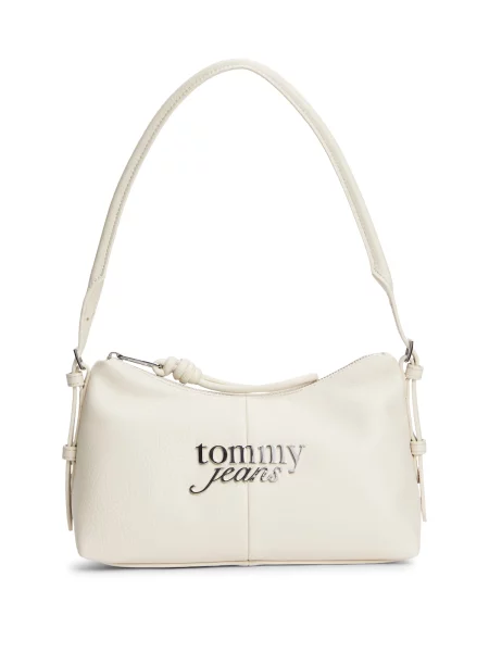 Tommy Jeans Geantă de umăr BOLD bej / argintiu alb