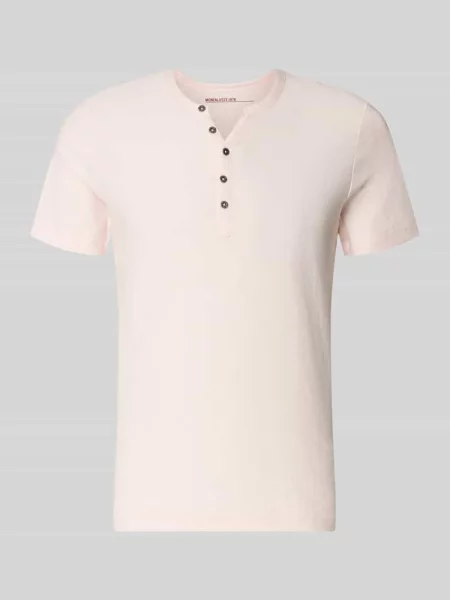 T-shirt z dekoltem w serek i listwą guzikową Mcneal różowa
