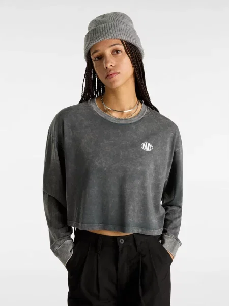 Лонгслів Vans Oval Wash Relax Crop чорний