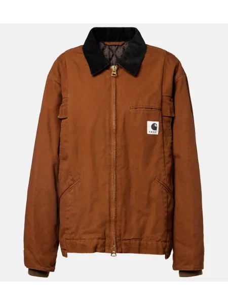 Geacă cu puf Sacai din canvas maro