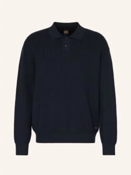 Boss Pletené Polo Tričko Kotorpolo tmavě modrá