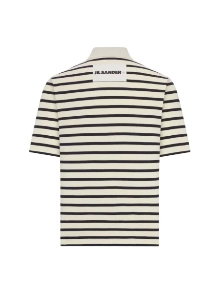 Koszulka polo Jil Sander w paski z paskiem beżowa