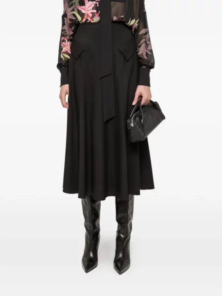 Fustă midi Nissa cu talie înaltă până la genunchi negru