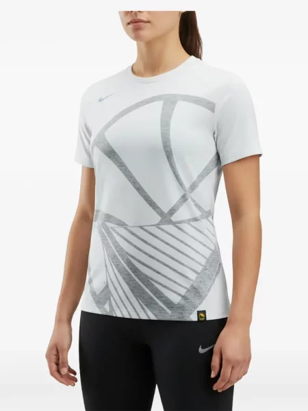 Pantaloni scurți Nike alergare cu talie înaltă în carouri albastru