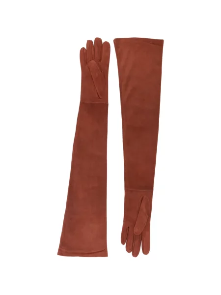 Lung mănuși Max Mara din piele de căprioară maro