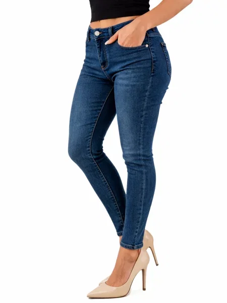 Blugi M.sara cu talie înaltă negru