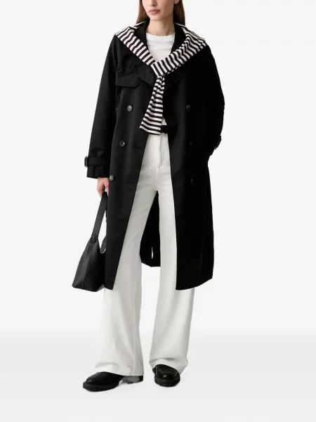 Двуреден тренчкот Dkny с качулка черно