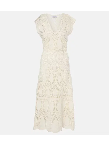 Rochie maxi Gabriela Hearst de lână de costum alb