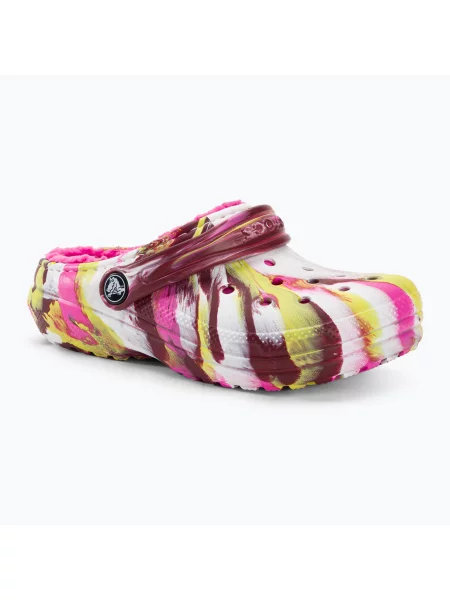 Детски джапанки Crocs Classic Lined Marbled Clog electric pink/multi розово