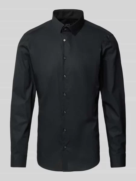 Koszula biznesowa o kroju slim fit z kołnierzykiem typu kent Jake*s czarna