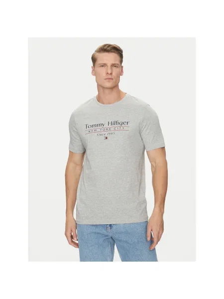 Tommy Hilfiger Póló Center Stack Regular Fit szürke