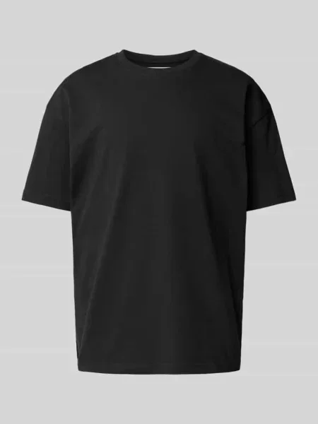 T-shirt z prążkowanym okrągłym dekoltem model ‘HUDSON’ Samsøe & Samsøe czarna