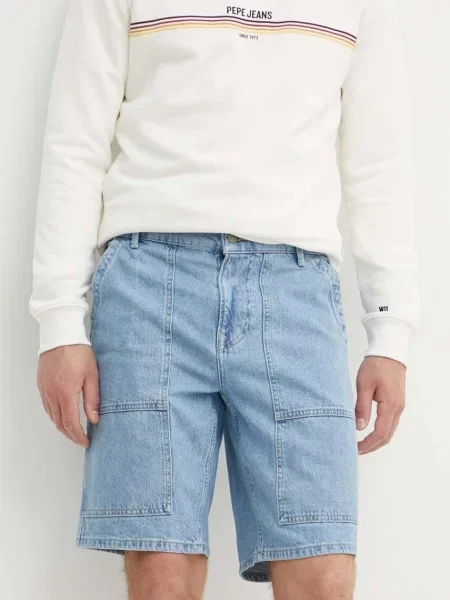 Дънков къс панталон Pepe Jeans RELAXED SHORT UTILITY синьо