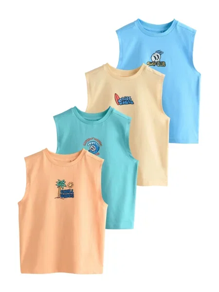Next Tricou turcoaz / aqua / portocaliu caisă / portocaliu pastel albastru