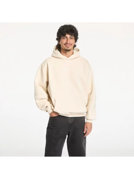 Mikina Karl Kani Small Signature Essential OS Hoodie Light Sand L bílá