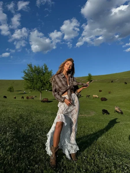 Спідниця максі Milirud віскоза/поліестер білий