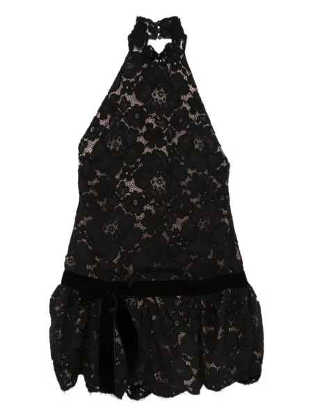 Rochie mini Retrofete din dantelă de costum negru