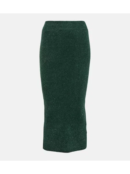 Dzianinowa spódnica midi Galvan do kolan zielona