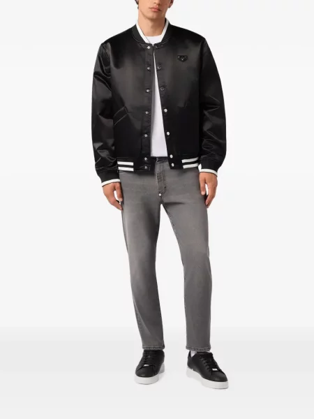 Saténová bomber bunda Philipp Plein s autogramem černá