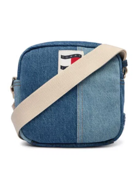 Tommy Jeans Maža rankinė Tjm Denim Patchwork Reporter mėlyna